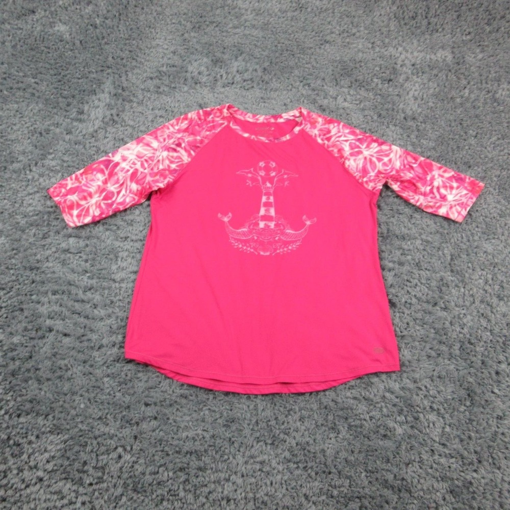 Reel Legends Shirt Womens Large Teal Pink Keep-It-Cool Lot of 2 Fishing Sun - Picture 9 of 16